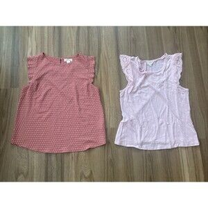 Maison Jules / Monteau Set of 2 Women's Blouses (Size Large) Embroidered Sleeves